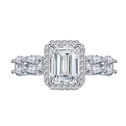 White Gold Emerald Cut Diamond Engagement Ring-Black Diamonds New York