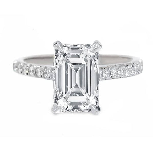 White Gold Emerald Cut Women's Engagement Ring-Black Diamonds New York