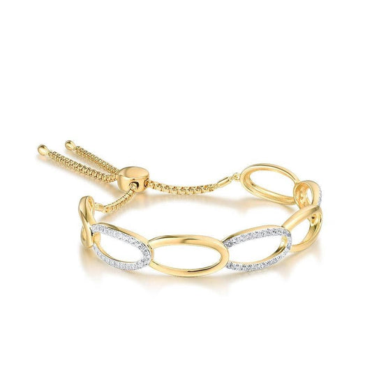 Yellow Gold Adjustable Bolo Bracelet with EVN Stone-Black Diamonds New York