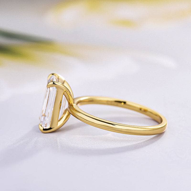 Yellow Gold Emerald Cut 3.5 Carat Solitaire Engagement Ring-Black Diamonds New York