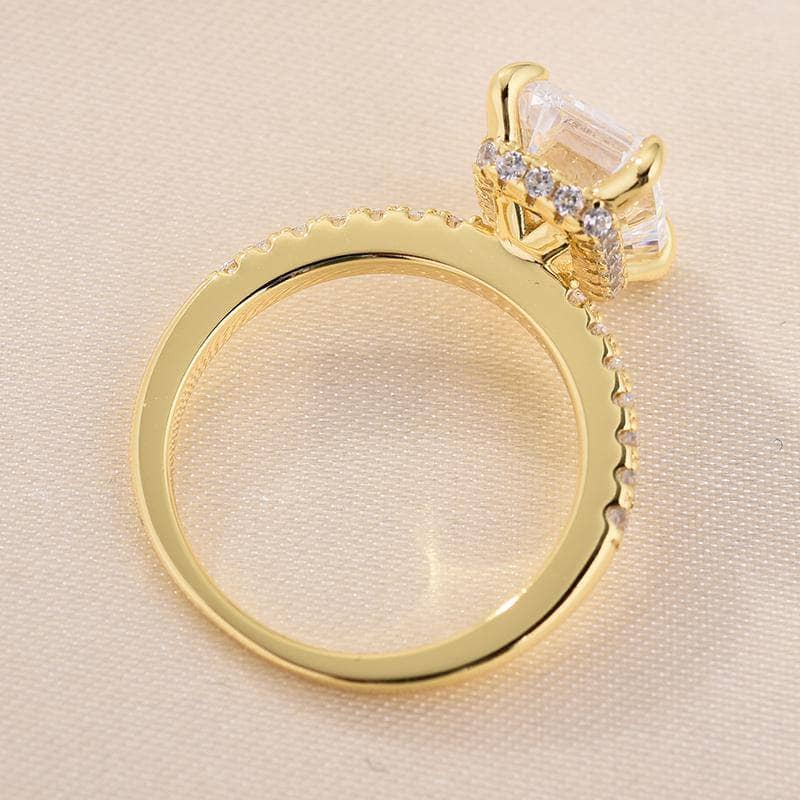 Yellow Gold Emerald Cut Diamond Engagement Ring-Black Diamonds New York