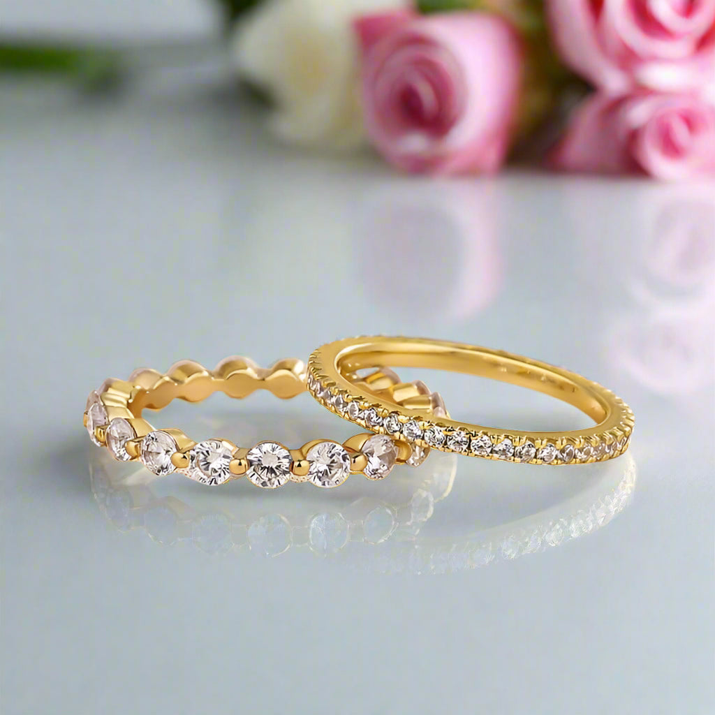 Yellow Gold Women's Stackable Wedding Band Set
