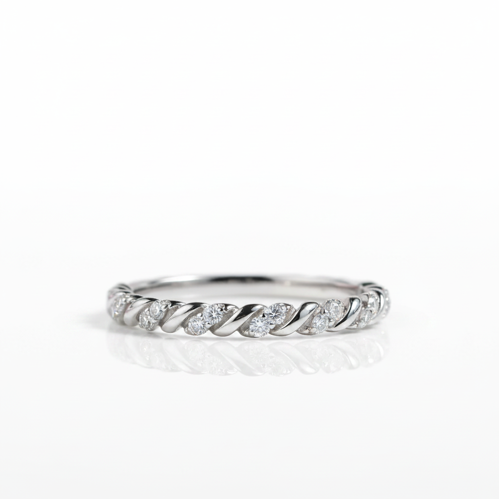 0.056 Ct Diamond Option Twisted Eternity Stackable Wedding Promise Band-Black Diamonds New York