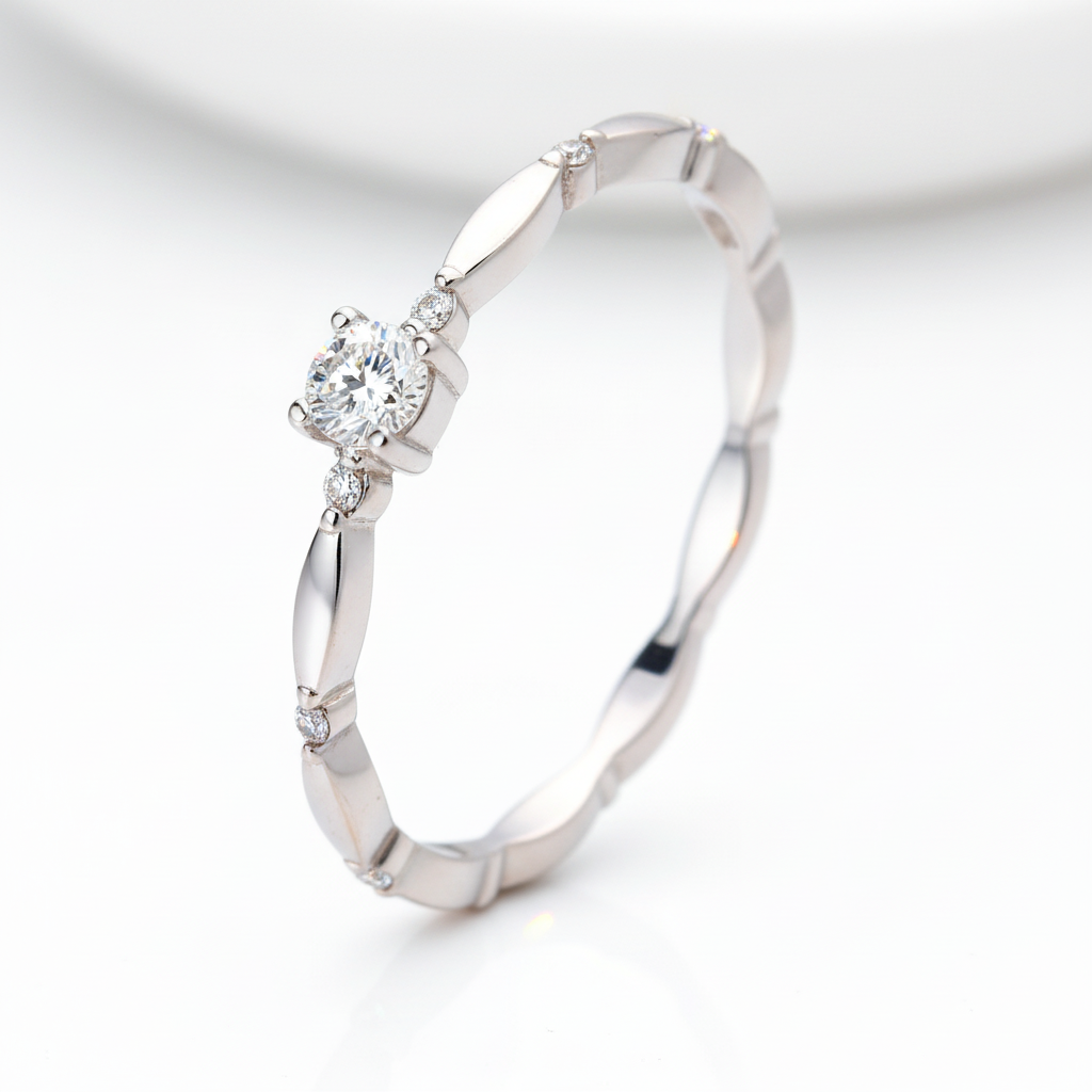 0.10 Ct Round Cut Diamond Option Dainty Ring-Black Diamonds New York