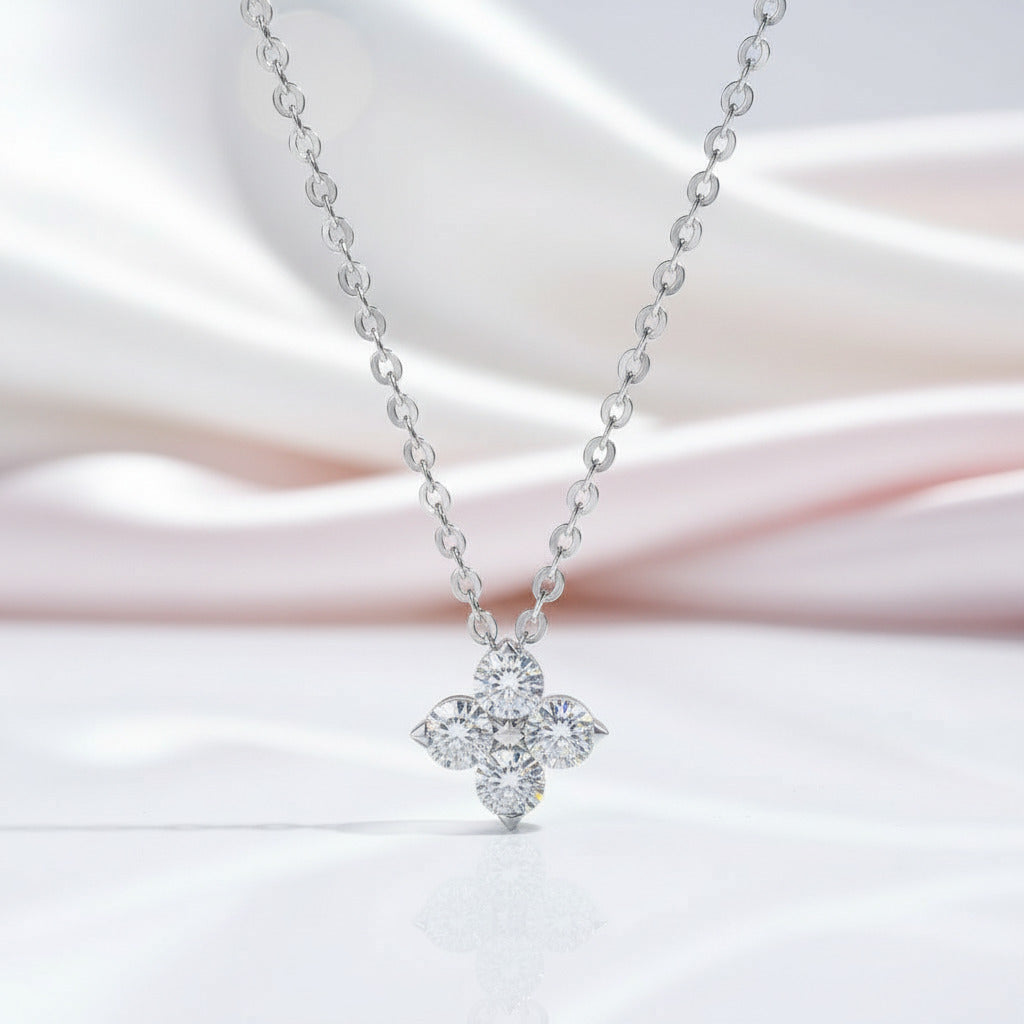 0.4 Ct Diamond Option Clover Pendant Necklace-Black Diamonds New York