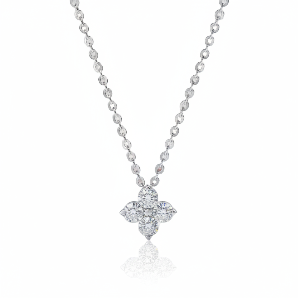 0.4 Ct Diamond Option Clover Pendant Necklace-Black Diamonds New York