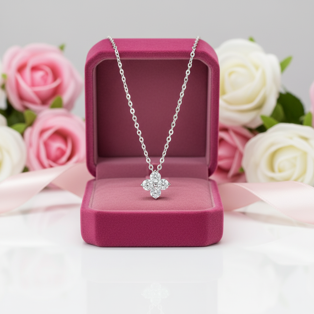 0.4 Ct Diamond Option Clover Pendant Necklace-Black Diamonds New York