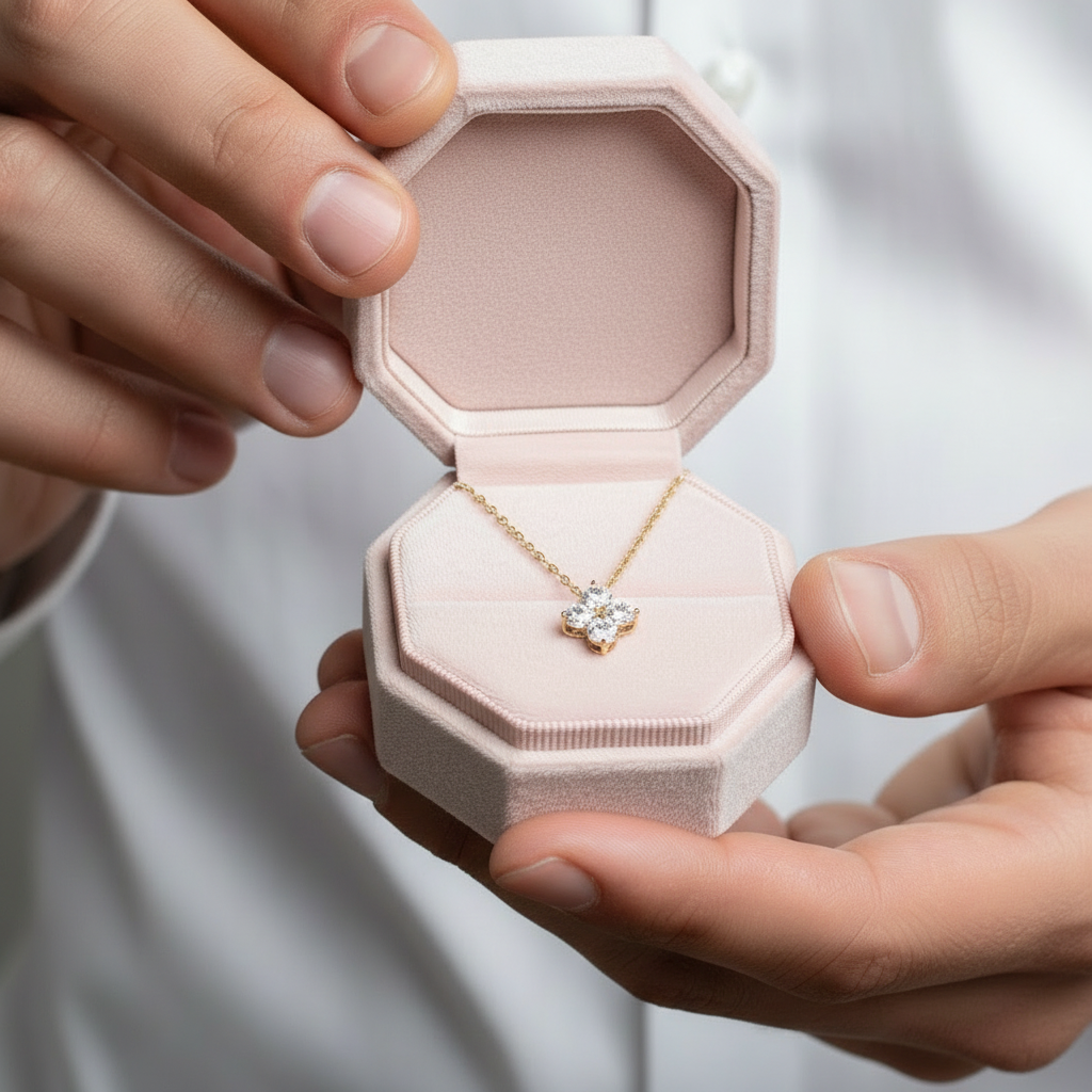 0.4 Ct Diamond Clover Pendant Necklace-Black Diamonds New York