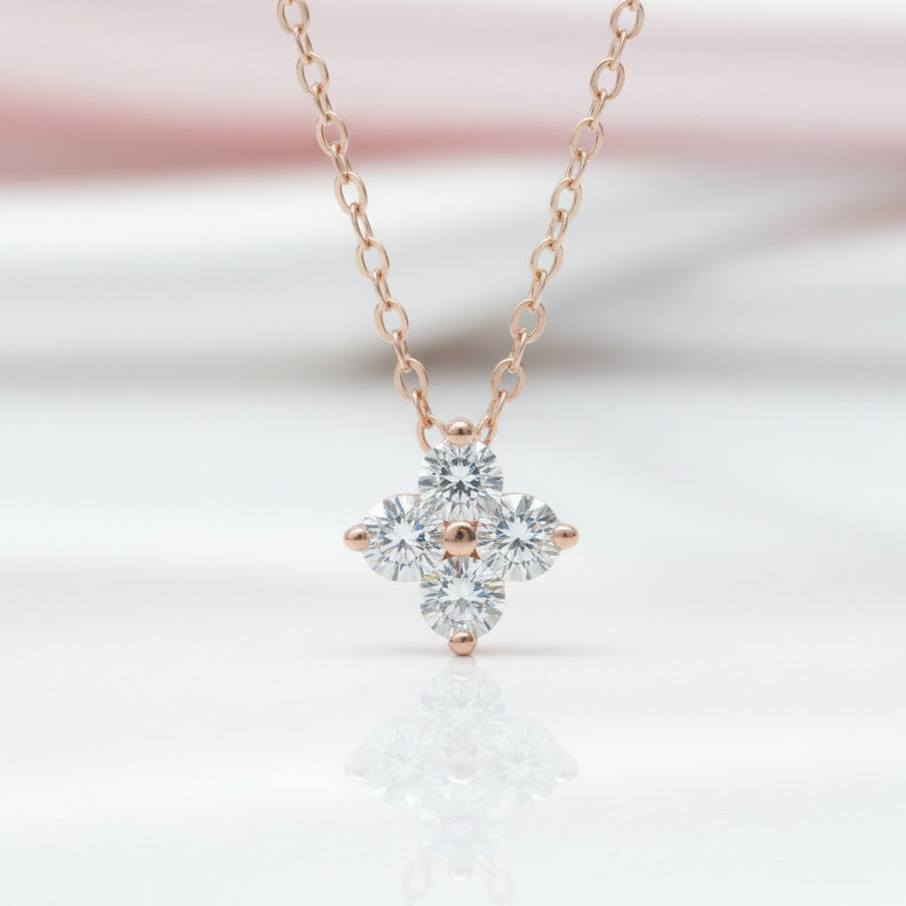 0.4 Ct Diamond Clover Pendant Necklace-Black Diamonds New York