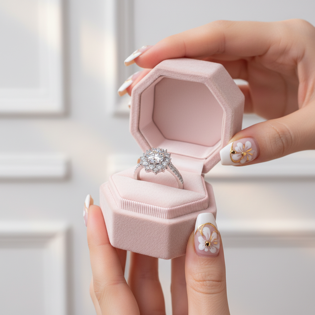 0.5-1CT Diamond Flower Engagement Ring