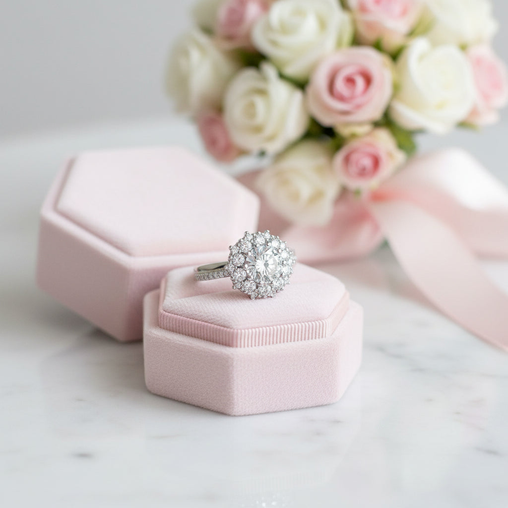 0.5-1CT Diamond Flower Engagement Ring-Black Diamonds New York