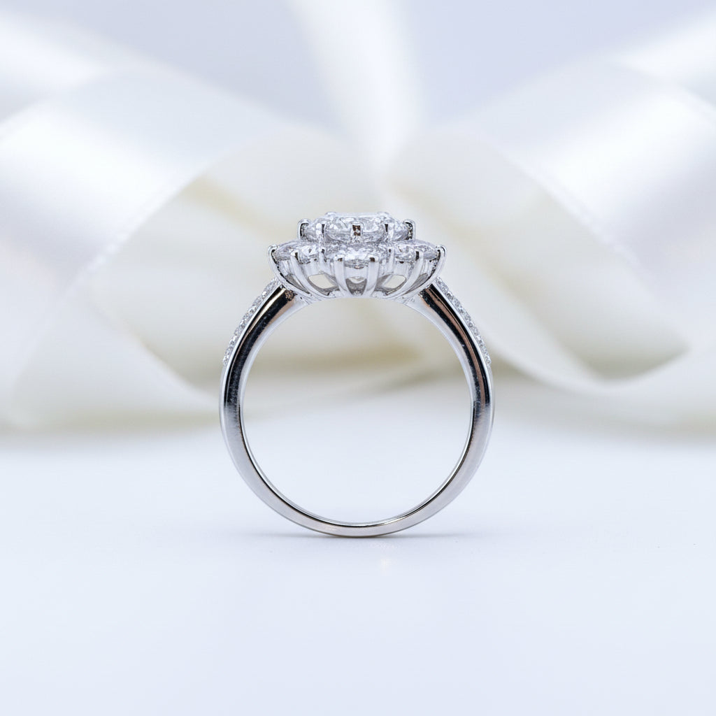 0.5-1CT Diamond Flower Engagement Ring-Black Diamonds New York