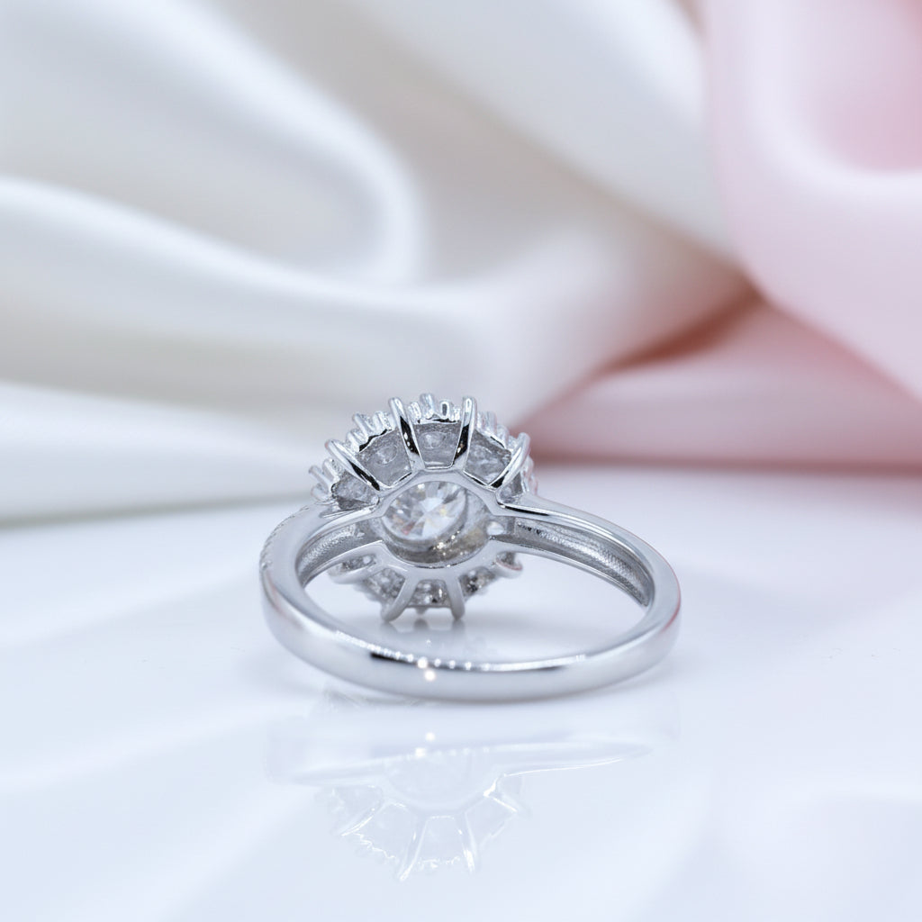 0.5-1CT Diamond Flower Engagement Ring-Black Diamonds New York