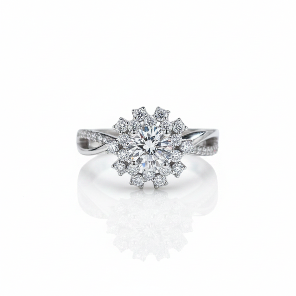 0.5-1CT Diamond Option Flower Engagement Ring-Black Diamonds New York