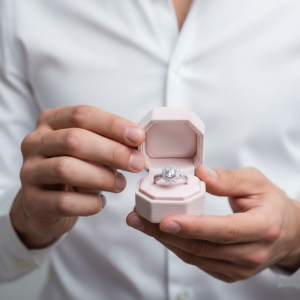 0.5-1CT Diamond Flower Engagement Ring