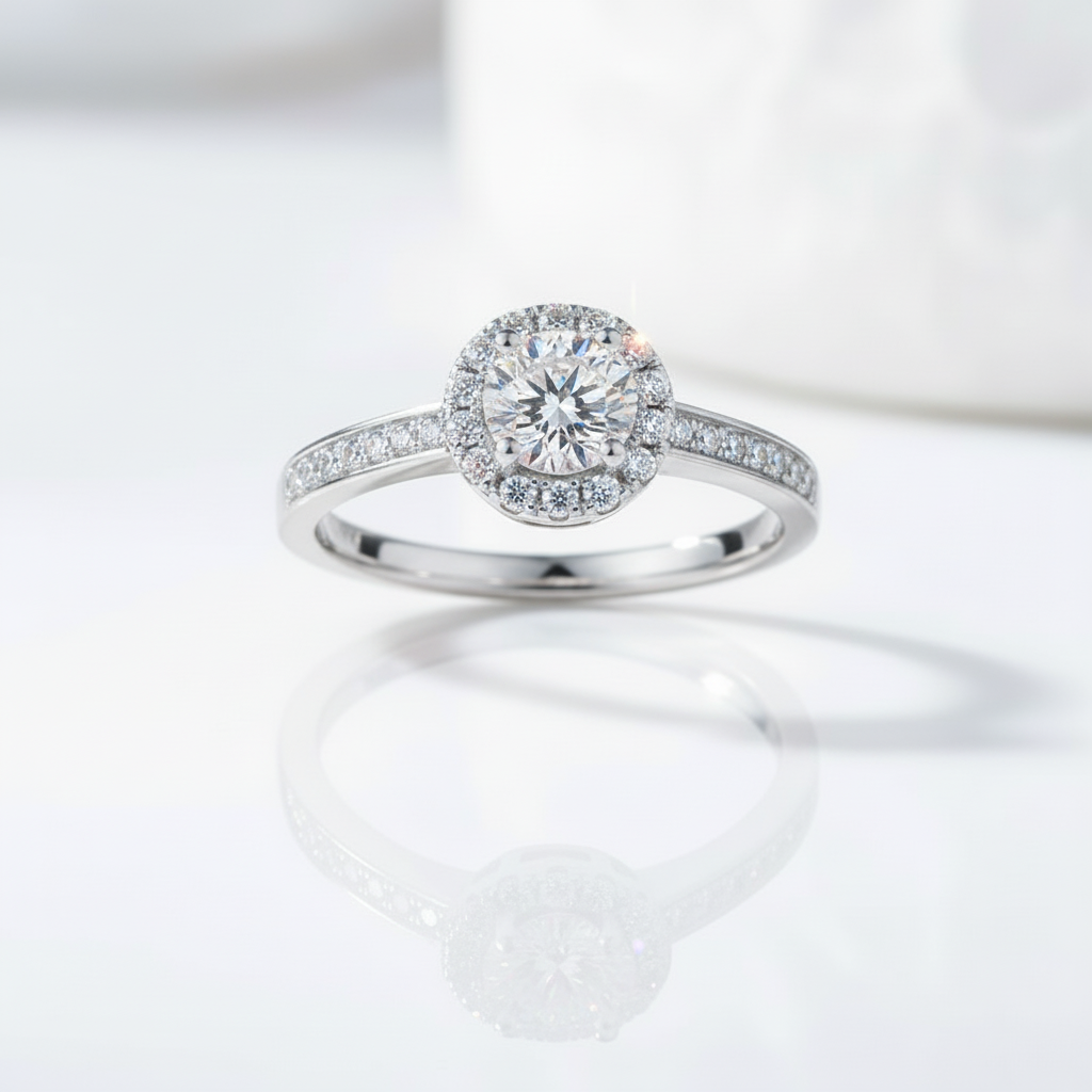 0.5Ct VVS1 Diamond Option Halo Engagement Ring-Black Diamonds New York
