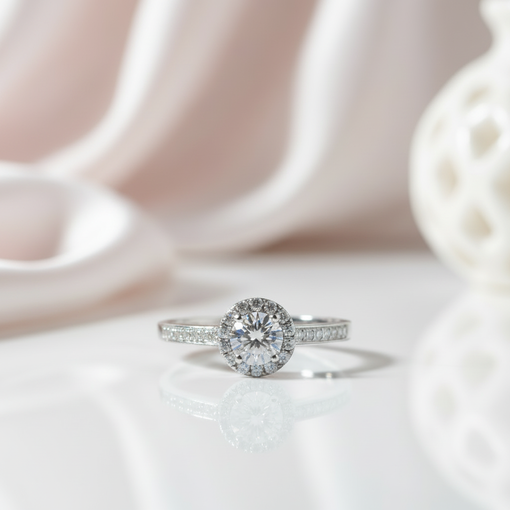 0.5Ct VVS1 Diamond Option Halo Engagement Ring-Black Diamonds New York