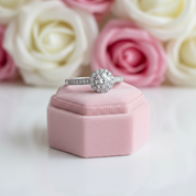 0.5Ct VVS1 Diamond Halo Engagement Ring-Black Diamonds New York