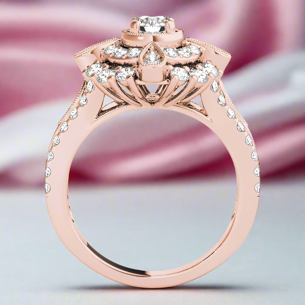 0.5 Ct Diamond Double Halo Engagement Ring-Black Diamonds New York