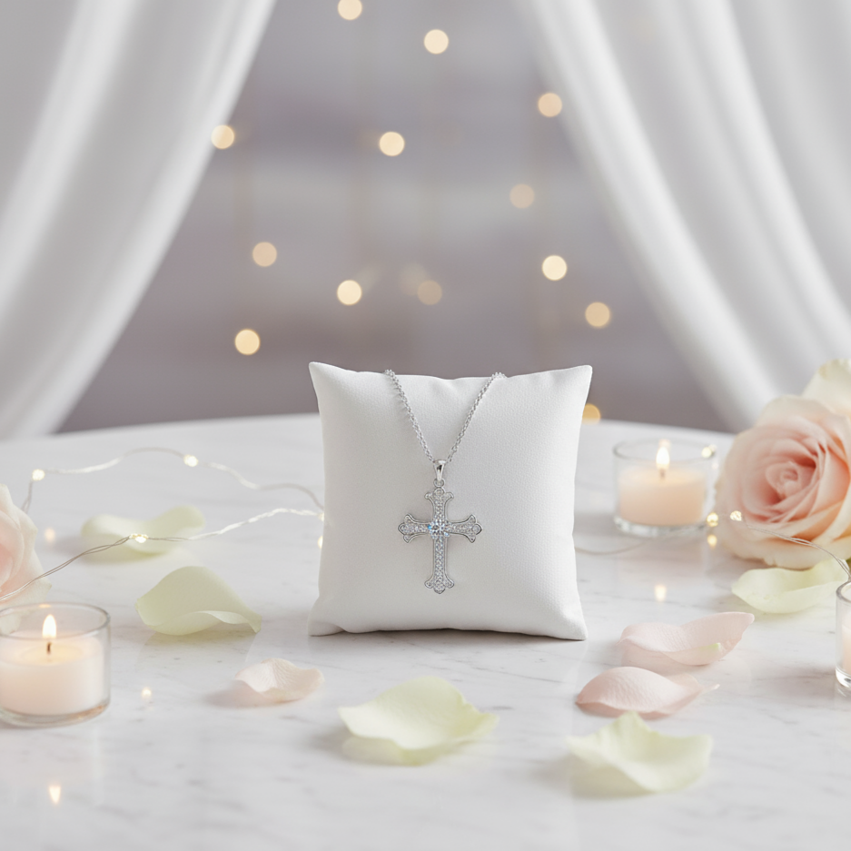 0.5ct Round Cut Diamond Cross Necklace-Black Diamonds New York