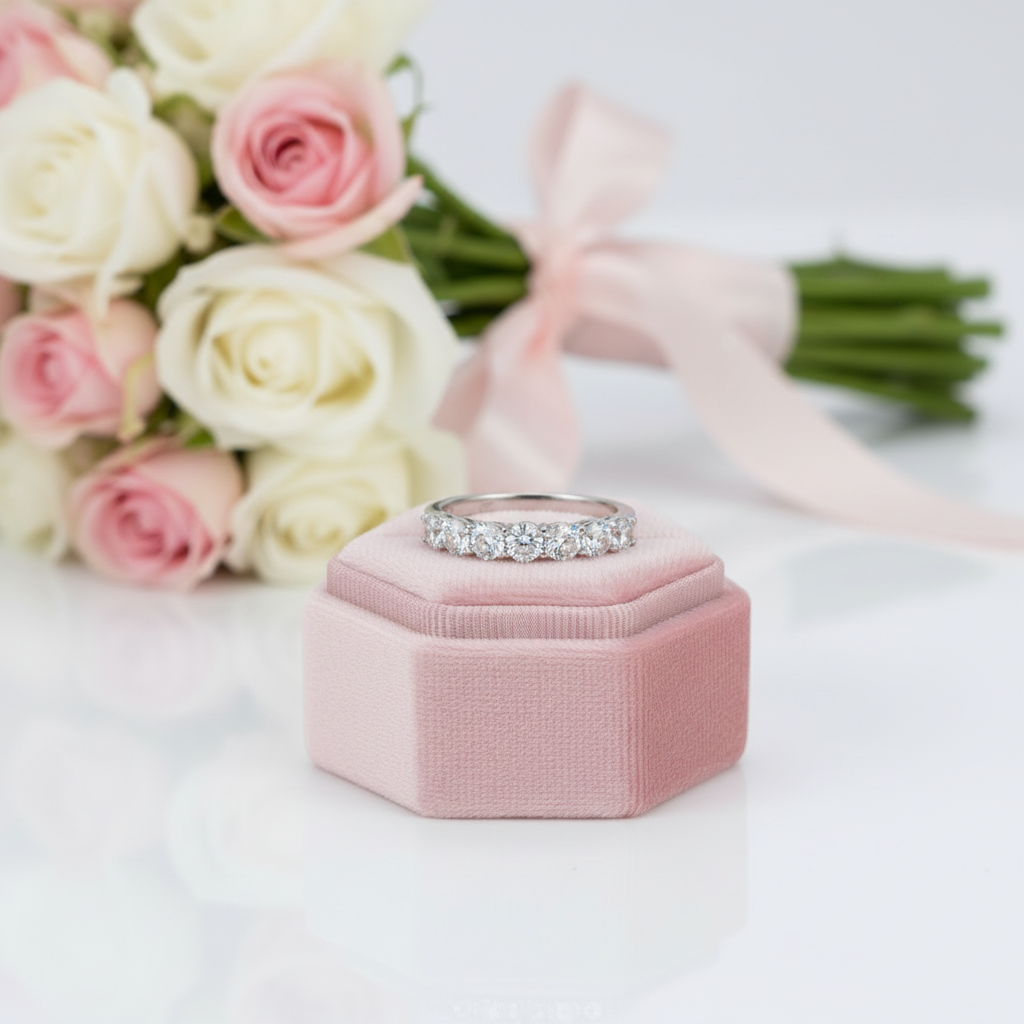 0.7Ct VVS1 Half Eternity Band Diamond Wedding Ring-Black Diamonds New York