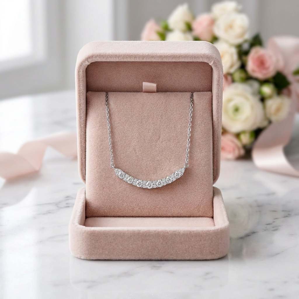 0.7 Ct Brilliant Diamond Option Simple Smile Necklace-Black Diamonds New York