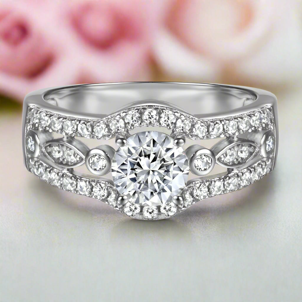 0.8 Ct Round Cut Diamond Engagement Ring-Black Diamonds New York