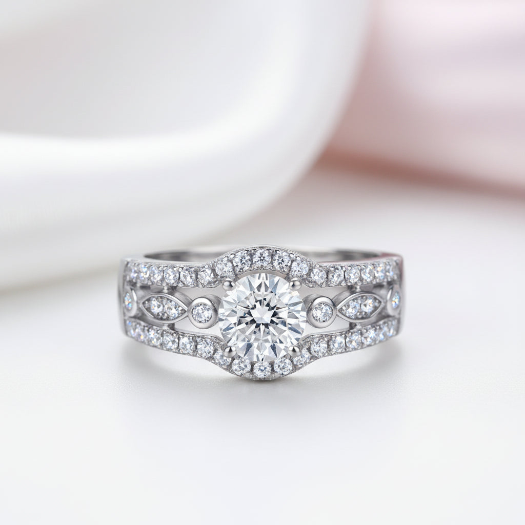 0.8 Ct Round Cut Diamond Option Engagement Ring-Black Diamonds New York