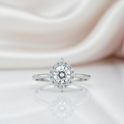 0.8 Ct Round Cut Diamond Halo Engagement Ring-Black Diamonds New York