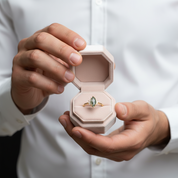 0.97 ctw Marquise Cut Art Deco Moss Agate Engagement Ring-Black Diamonds New York