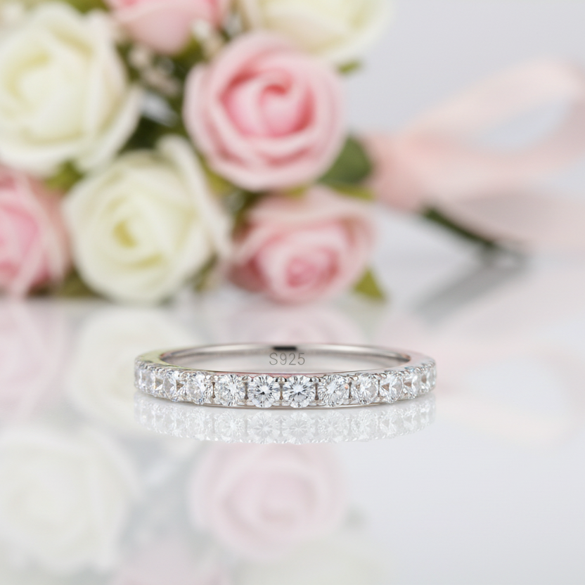 0.9ct 2mm Diamond Option Full Eternity Wedding Band-Black Diamonds New York