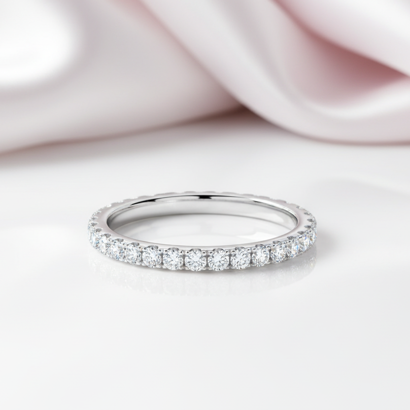 0.9ct 2mm Diamond Option Full Eternity Wedding Band-Black Diamonds New York