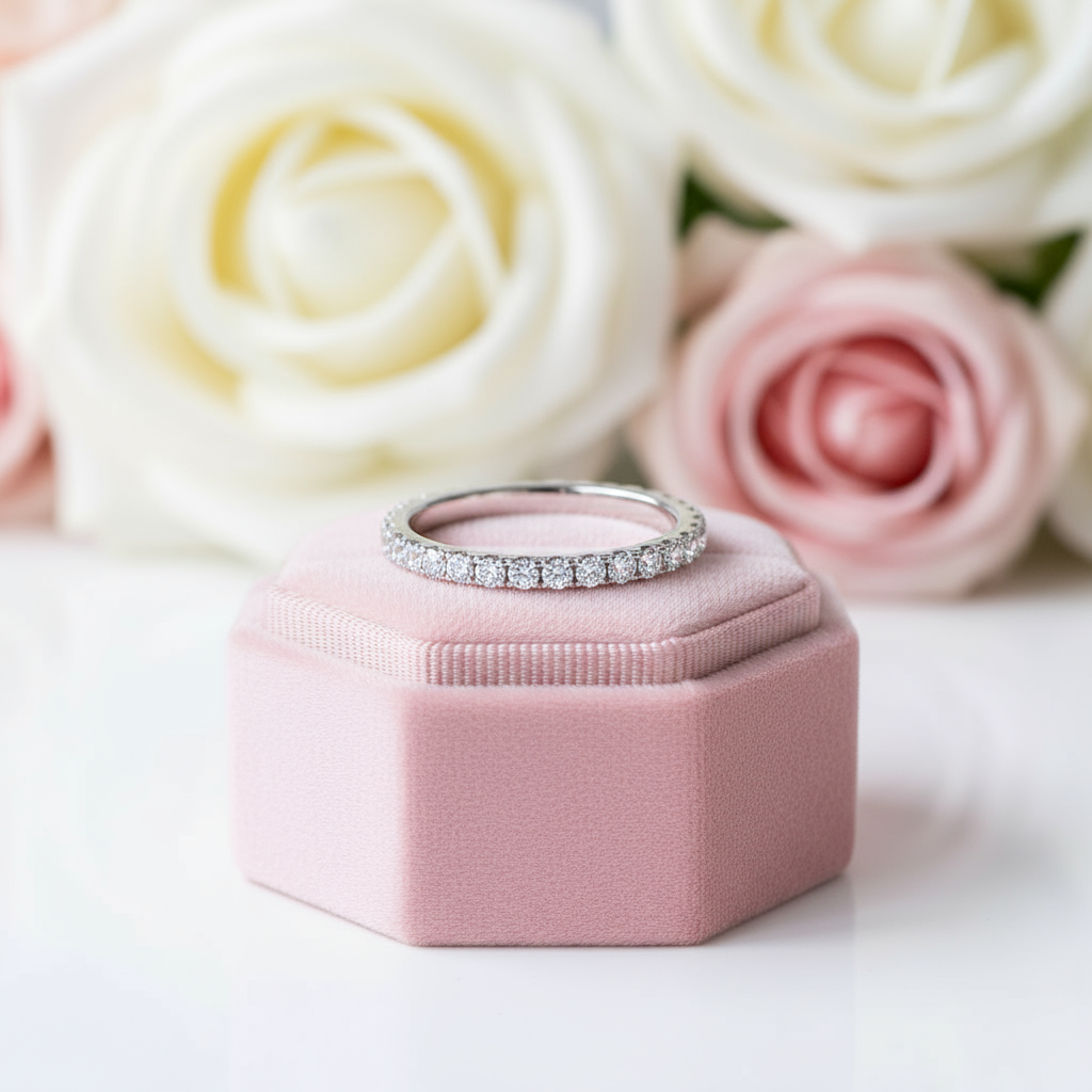 0.9ct 2mm Diamond Full Eternity Wedding Band-Black Diamonds New York