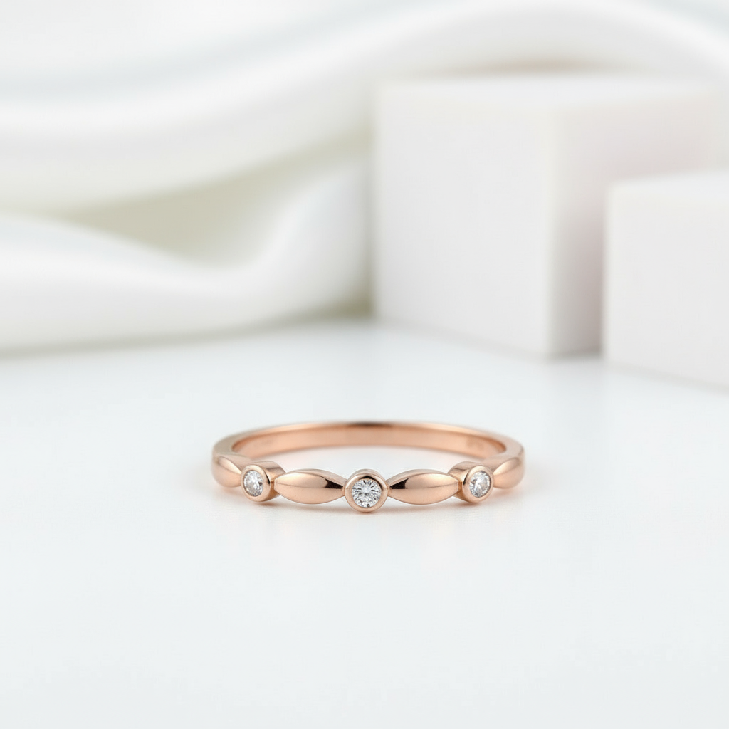 0.03 Ct Diamond 14K Rose Gold Stackable Ring-Black Diamonds New York