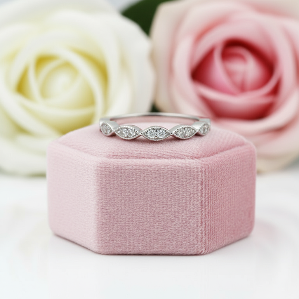 1.2mm Half Eternity Art Deco Diamond Ring-Black Diamonds New York