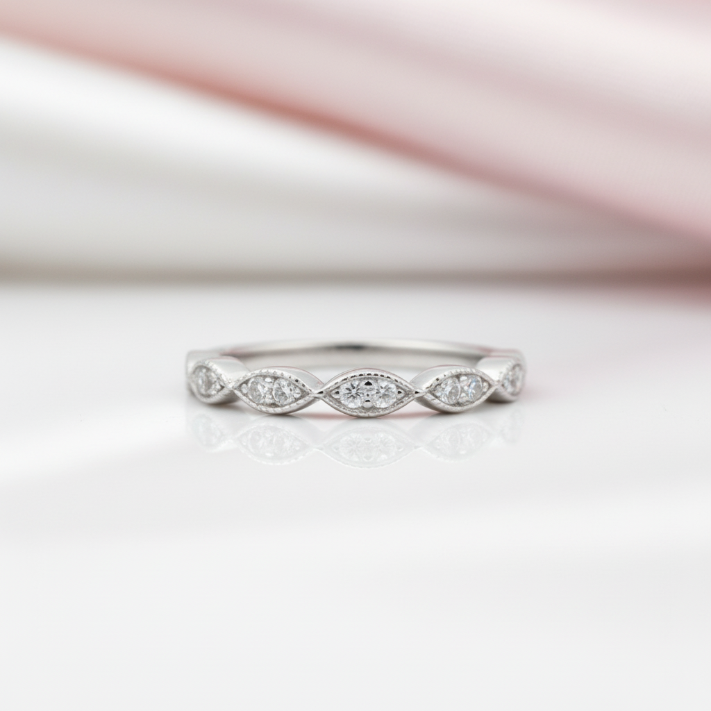1.2mm Half Eternity Art Deco Diamond Option Ring-Black Diamonds New York