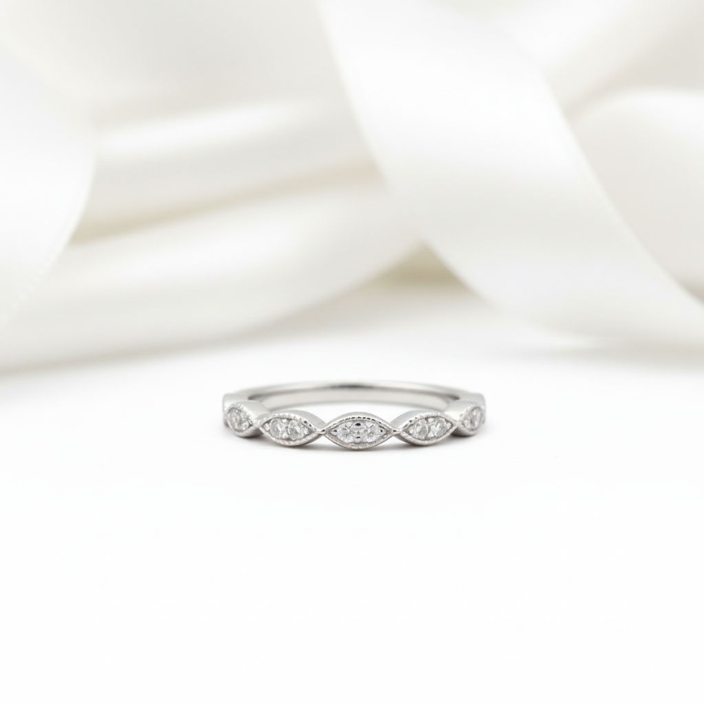 1.2mm Half Eternity Art Deco Diamond Option Ring-Black Diamonds New York