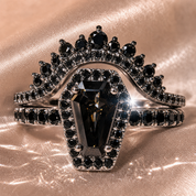 Best Love Rings- Rare Coffin Cut Diamond Option 14k Gold Gothic Ring Set-Black Diamonds New York