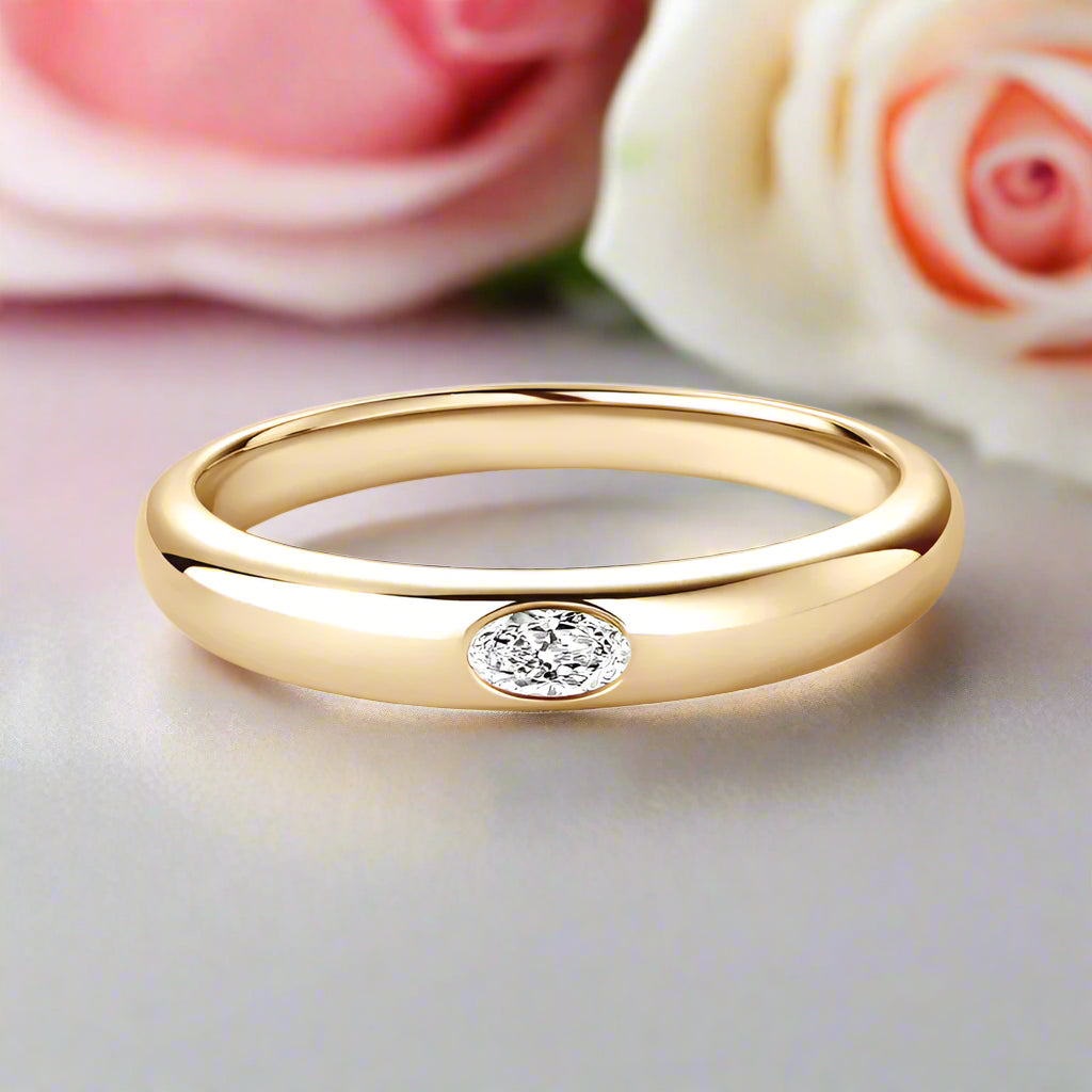 0.1 Ct Oval Cut Diamond Unisex Wedding Band-Black Diamonds New York