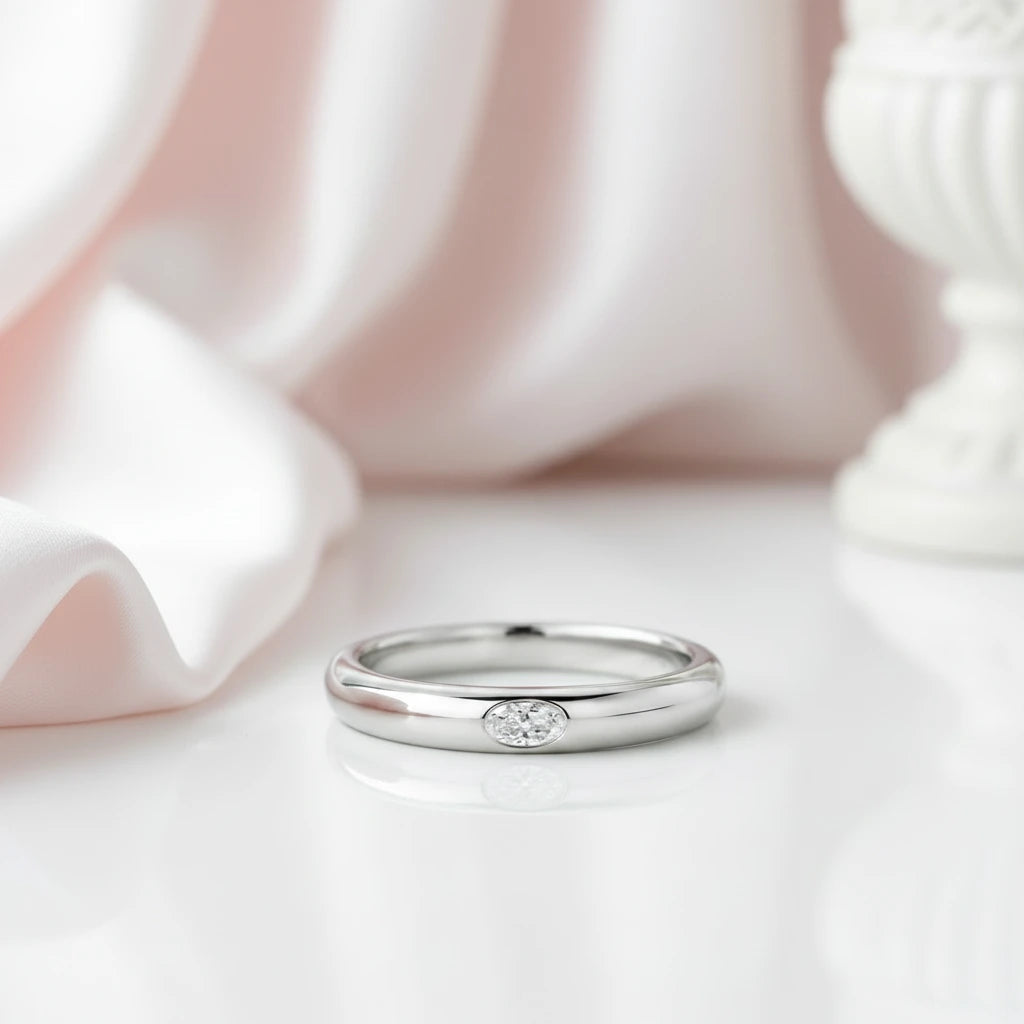 0.1 Ct Oval Cut Diamond Option Unisex Wedding Band-Black Diamonds New York