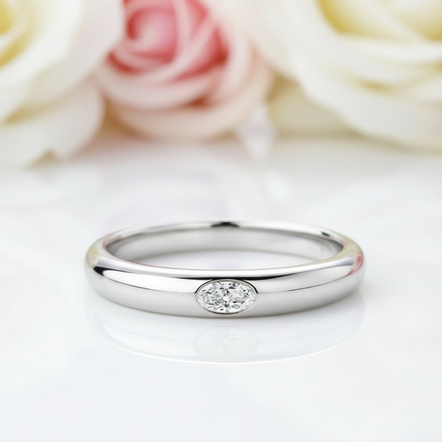 0.1 Ct Oval Cut Diamond Unisex Wedding Band-Black Diamonds New York