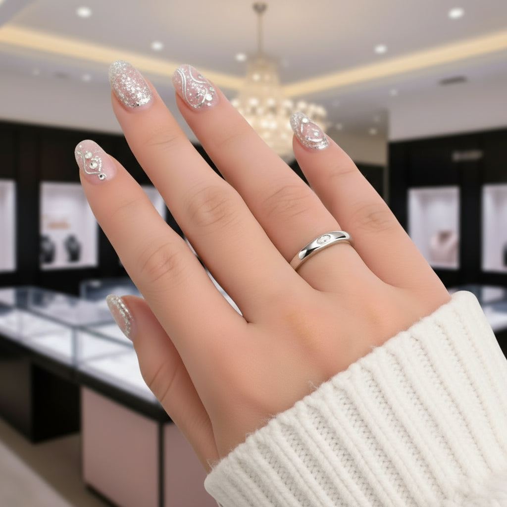 0.1 Ct Oval Cut Diamond Unisex Wedding Band-Black Diamonds New York