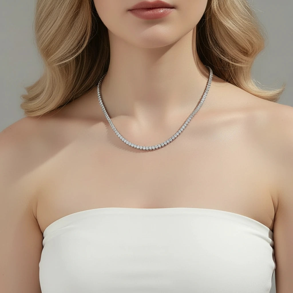 0.1 Ct Round Diamond Tennis Chain Necklace-Black Diamonds New York