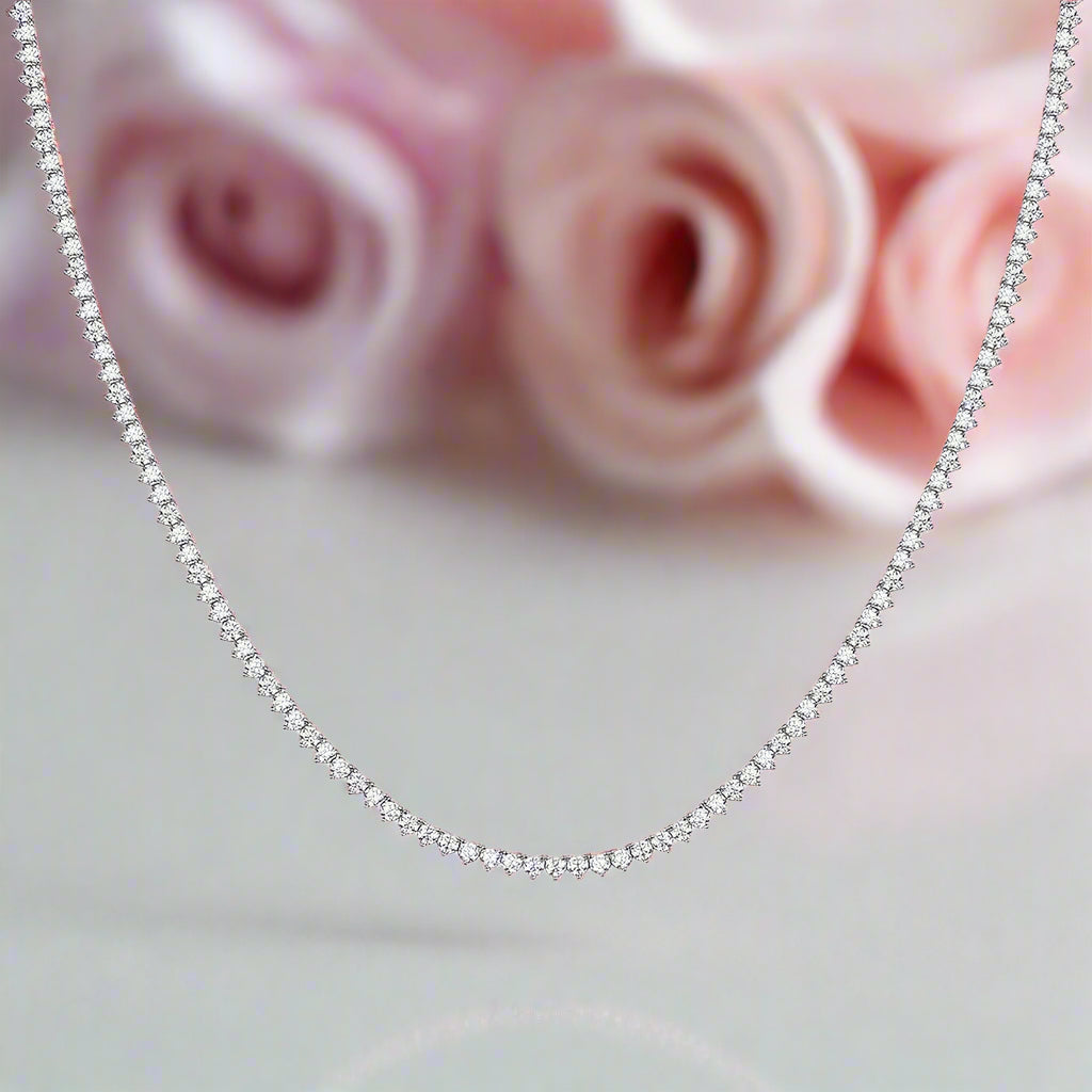 0.1 Ct Round Diamond Tennis Chain Necklace-Black Diamonds New York