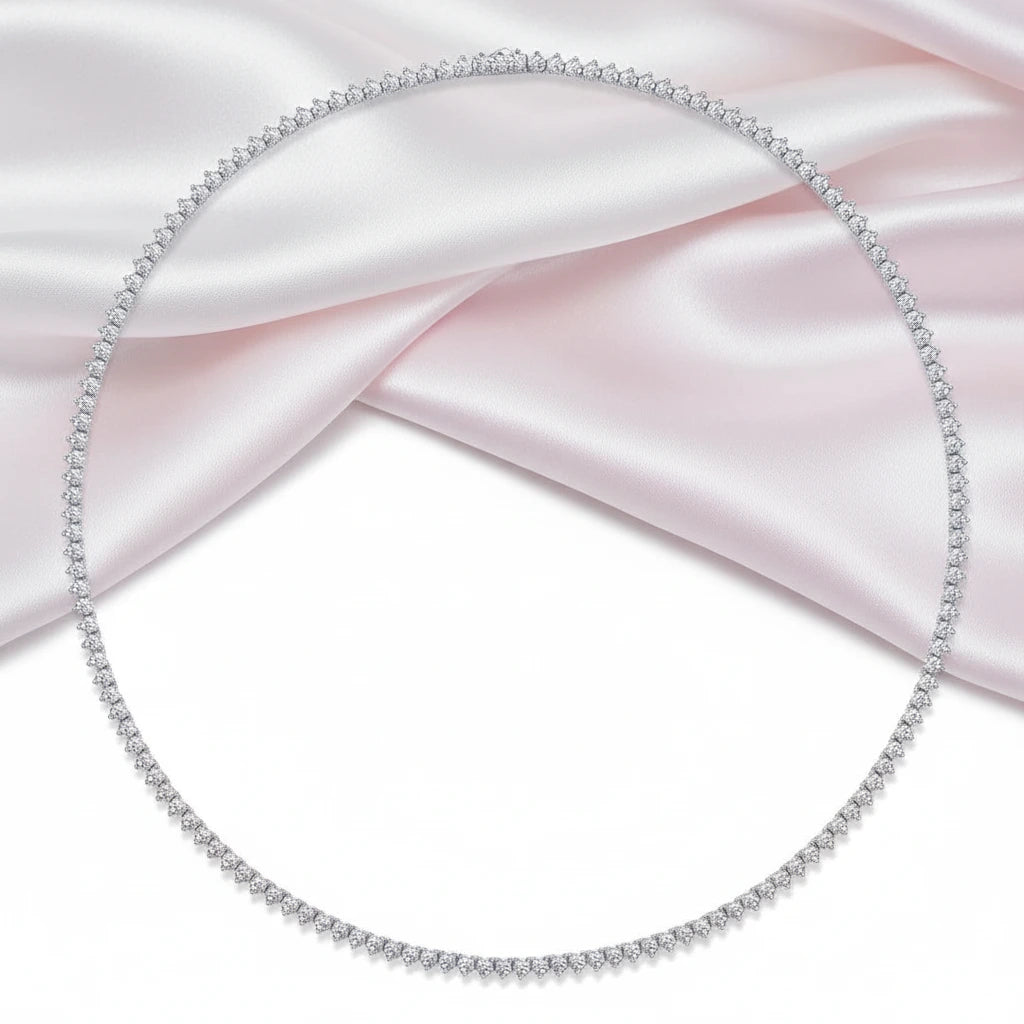 0.1 Ct Round Diamond Tennis Chain Necklace-Black Diamonds New York