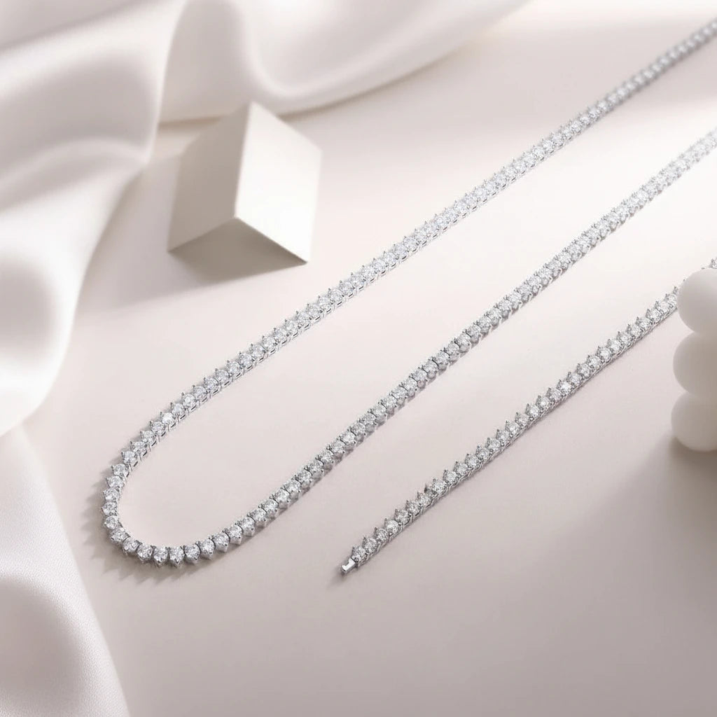 0.1 Ct Round Diamond Tennis Chain Necklace-Black Diamonds New York