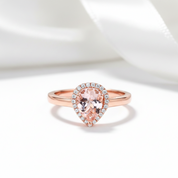 0.11 CT Diamond Option 14k Rose Gold Peach Morganite Ring-Black Diamonds New York