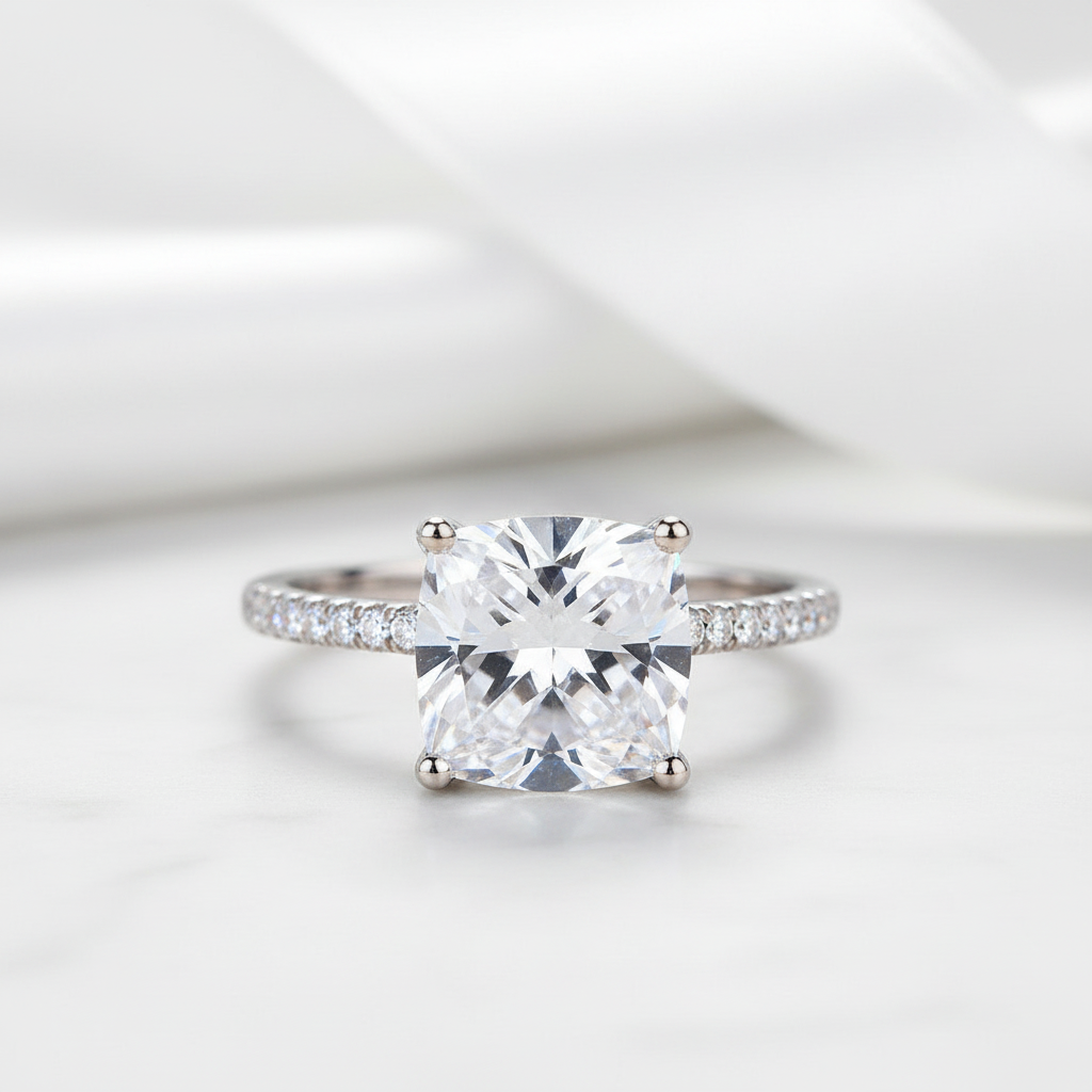 14k White Gold 2.5 ct Topaz Diamond Option Ring-Black Diamonds New York