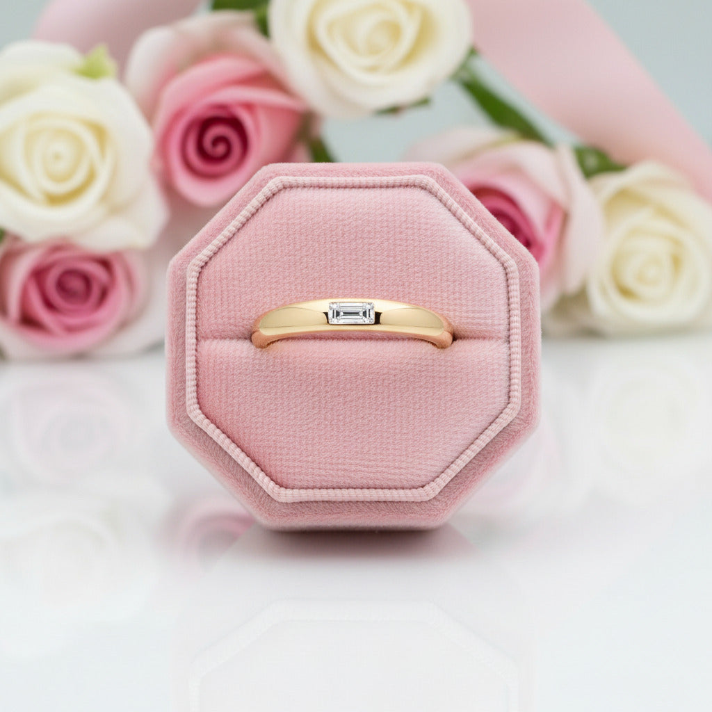 0.2 Ct Emerald Cut Diamond Option Wedding Band-Black Diamonds New York
