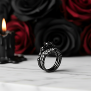 You're My Forever- 1.25 Carat Round Cut Diamond Option Skulls Promise Ring Set-Black Diamonds New York